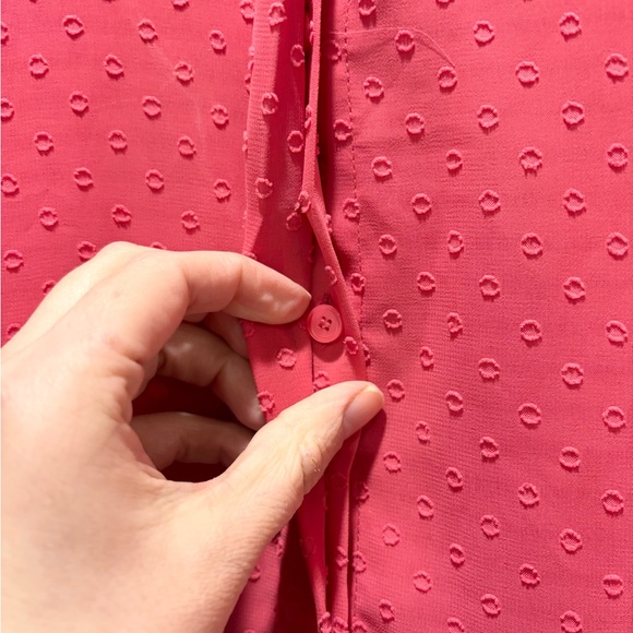 Talbots Pink Blouse with Subtle Swiss Dot Pattern Button Up Size 2X - Picture 4 of 6